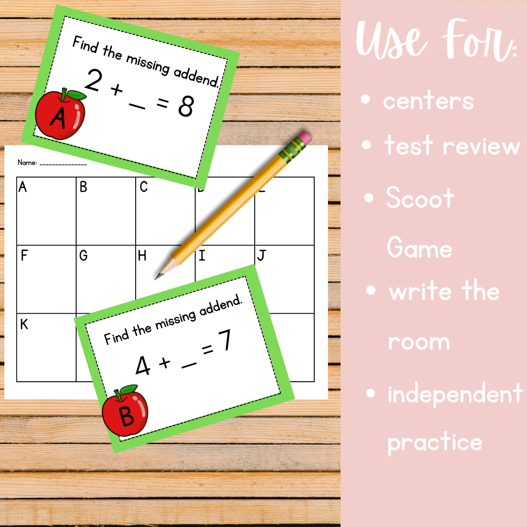 Missing Addends Task Cards (Scoot Game) Made By Teachers