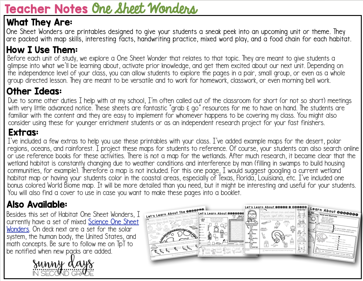 Habitat Printables Made By Teachers