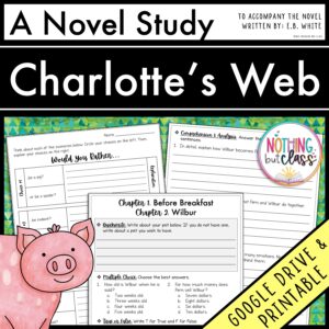 Charlotte's Web Novel Study Unit | Comprehension Questions with Activities and Tests
