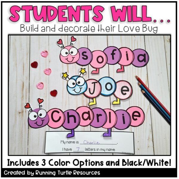 Valentine Name Craft Editable Love Bug - Made By Teachers