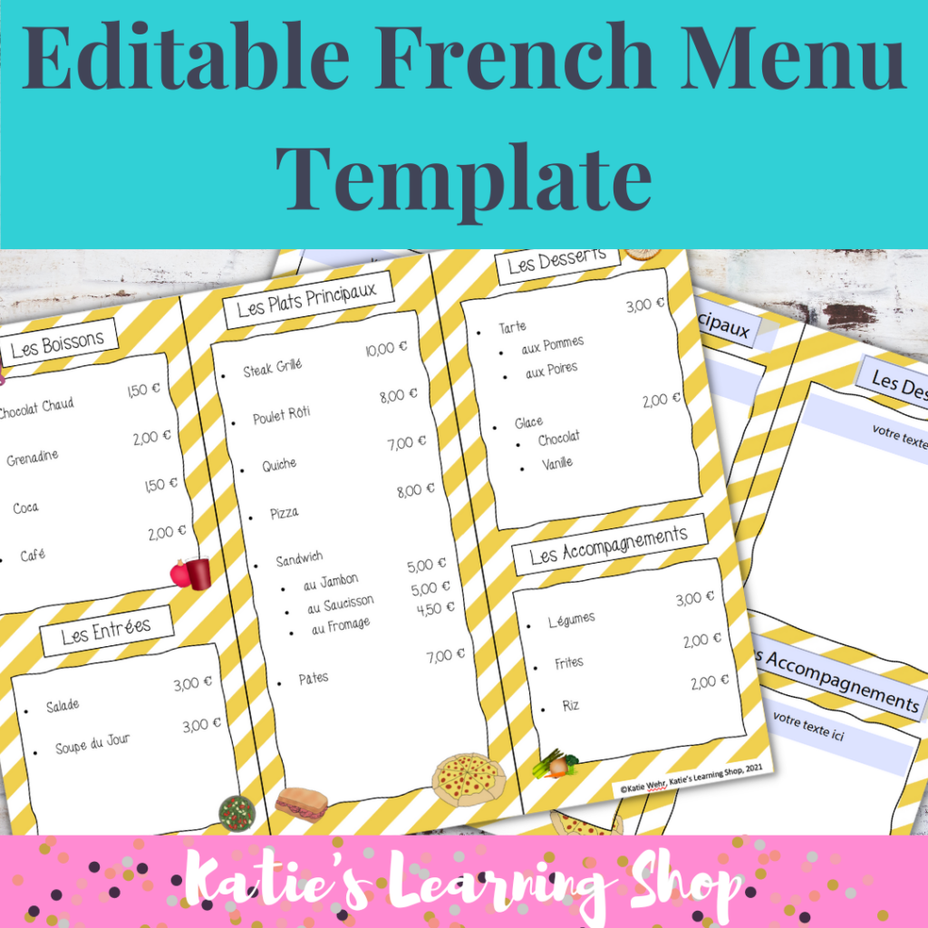 Editable French Menu Template Made By Teachers