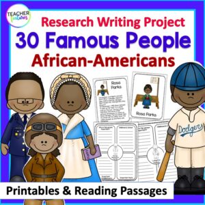 BLACK HISTORY MONTH Biography Writing Project & READING PASSAGES - Made ...