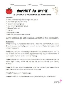 Mummify An Apple A Social Studies and Science Experiment in ...