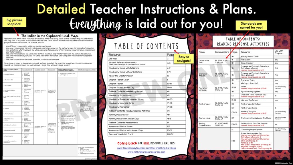 The Indian in the Cupboard Novel Study Unit | Comprehension with ...