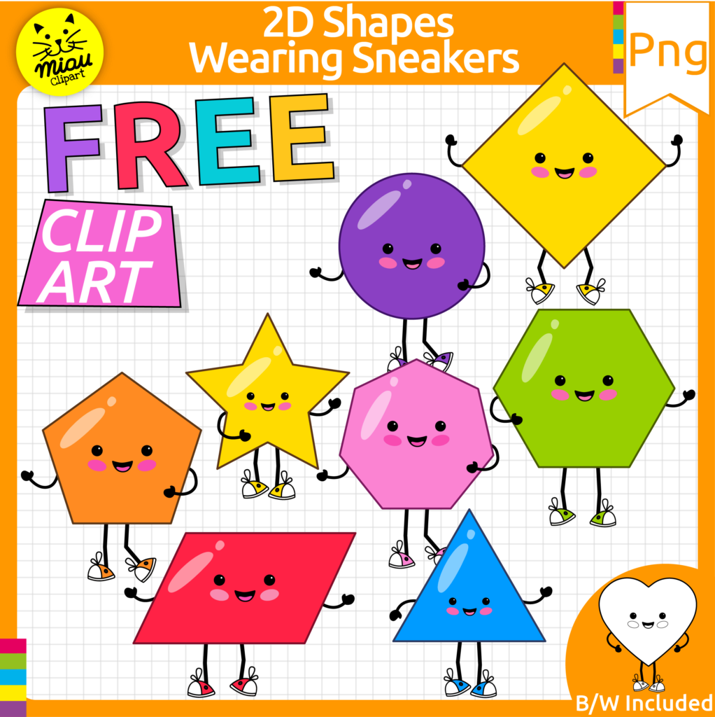 2d Shapes Clipart | 2d Shapes wearing Sneakers | Free clip art | Png ...