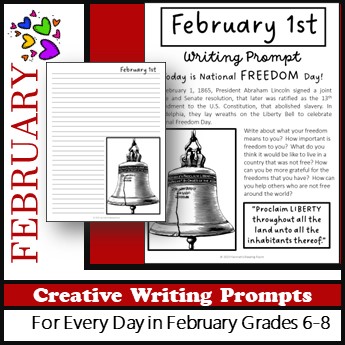 February Creative Writing Prompts for Every Day, Language Arts, Thinking Skills