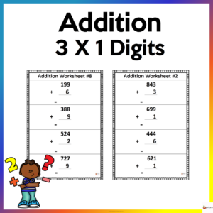 Three By One Addition Worksheets