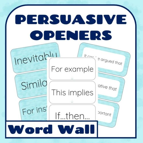 Persuasive Writing Openers Bulletin Board Display 4 Different Styles