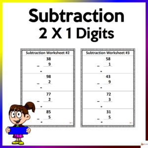 Two Digit by One Digit Subtraction Worksheets