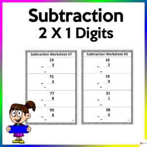 Two Digit by One digit Subtraction Worksheets