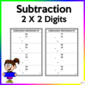 Two Digit by Two Digit Subtraction Worksheets