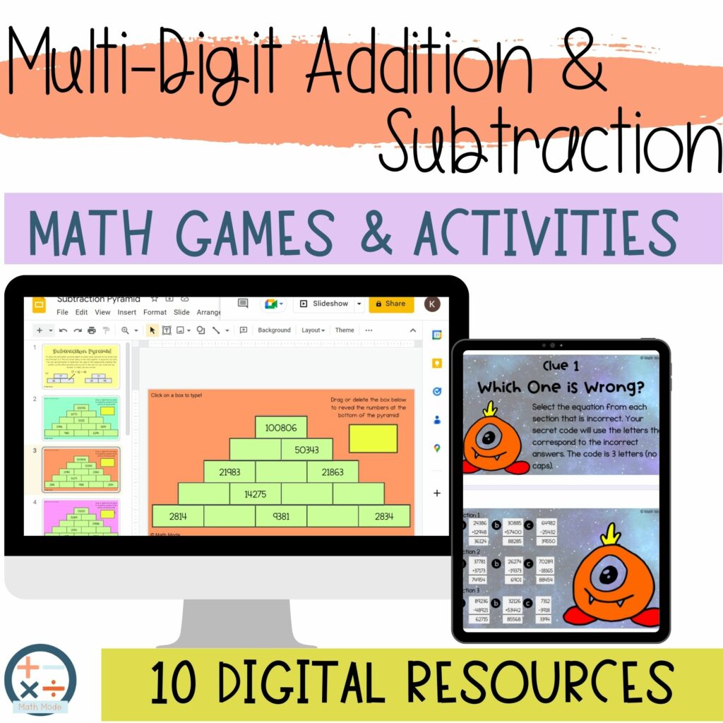 MultiDigit Addition & Subtraction Games & Activities DIGITAL Math