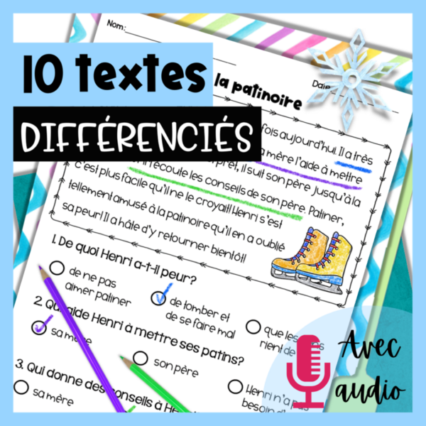 French Winter Differentiated Passages Reading Comprehension Lecture ...