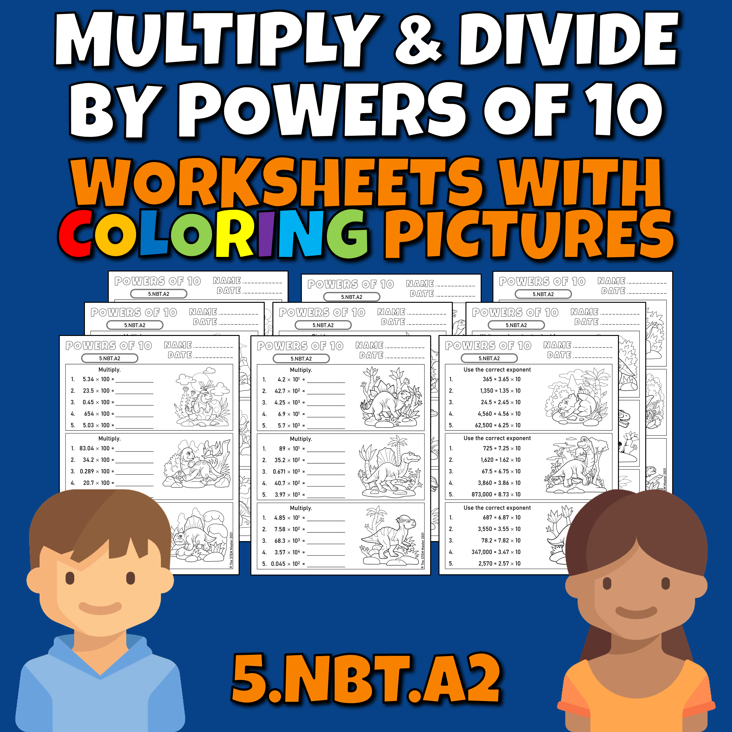 Multiply And Divide By Powers Of 10 5 NBT 2 Worksheets With Coloring