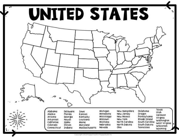 United States Map Quiz Worksheet USA Map Test W Practice Sheet US Slide4 1 600x464 