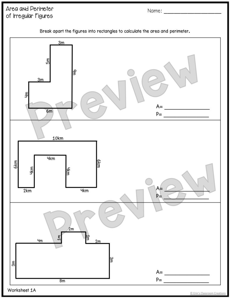 Area And Perimeter Of Irregular Figures Worksheets Made By Teachers