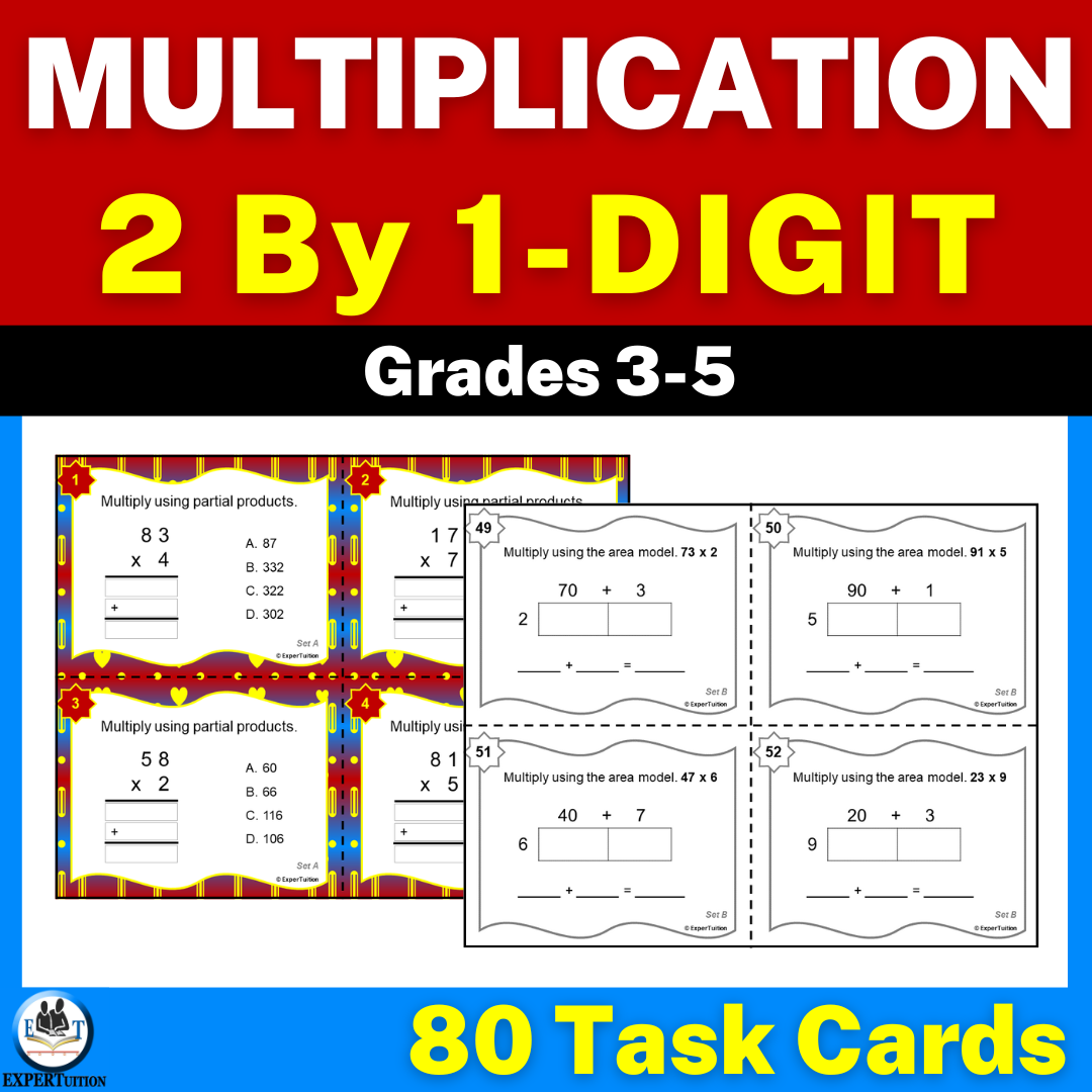2 Digit by 1 Digit Multiplication Task Cards | Made By Teachers