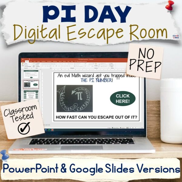 Pi Day Digital Escape Room PowerPoint, Google Slides Versions Made By Teachers