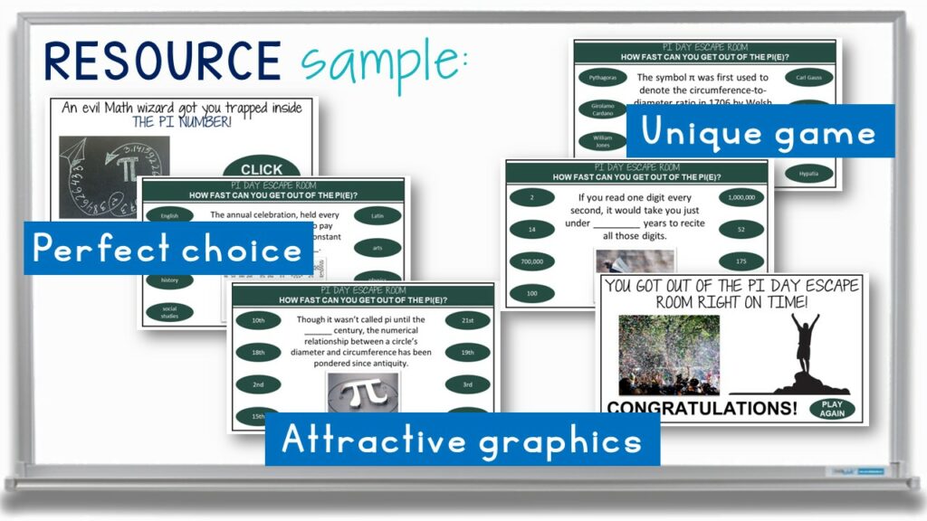 Pi Day Digital Escape Room PowerPoint, Google Slides Versions Made By Teachers