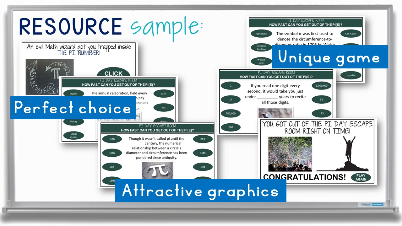 Pi Day Digital Escape Room PowerPoint, Google Slides Versions Made By Teachers