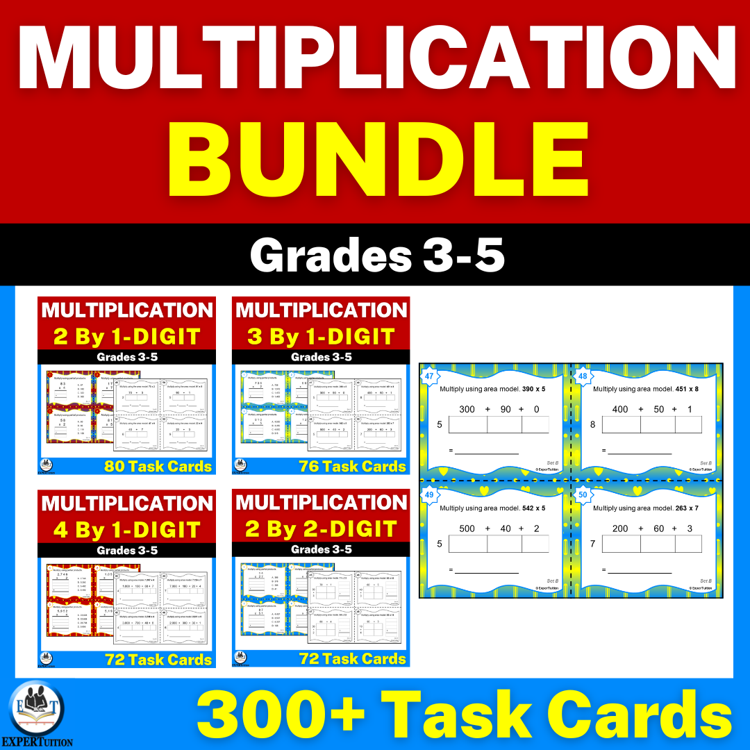 Multi-Digit Multiplication Practice Task Cards Bundle | Made By Teachers