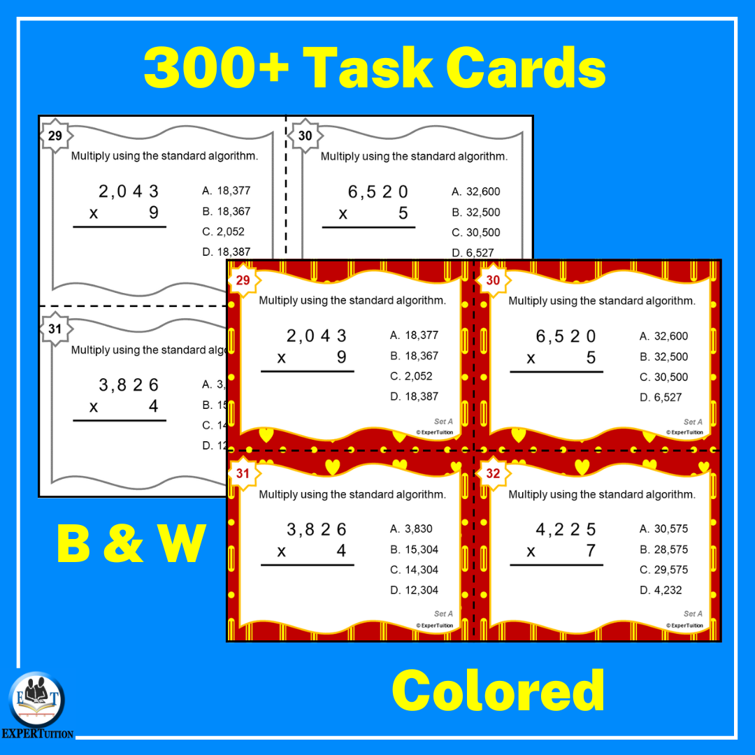 Multi-Digit Multiplication Worksheets and Task Cards Bundle | Made By ...