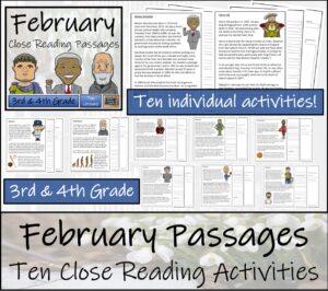 February Close Reading Comprehension Passages | 3rd Grade & 4th Grade ...