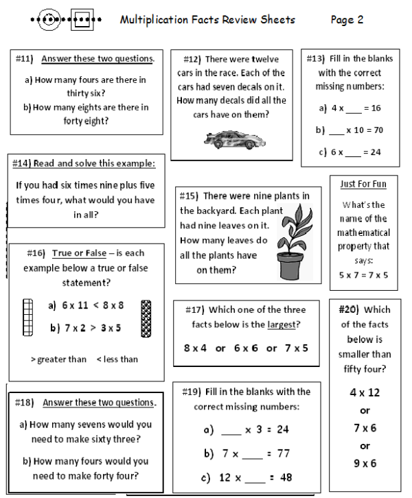 Multiplication Facts Review Sheets | Made By Teachers