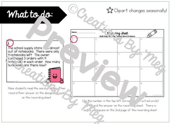 Back to School: Multi-Step Word Problem Task Cards for Third and Fourth ...