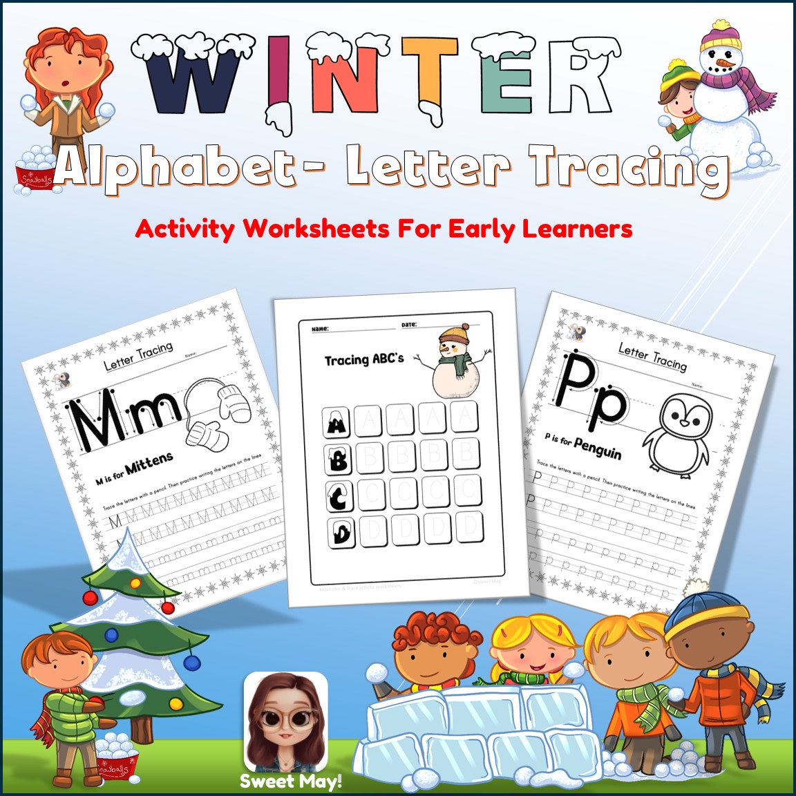 preschool-kids-winter-worksheets-color-and-trace-letters-alphabetic-age-3-7-made-by-teachers for Easy Peasy Learners Free Printables Preschool Kids, Winter Worksheets, Color and Trace Letters, Alphabetic Age 3-7 | Made By Teachers for Easy Peasy Learners Free Printables