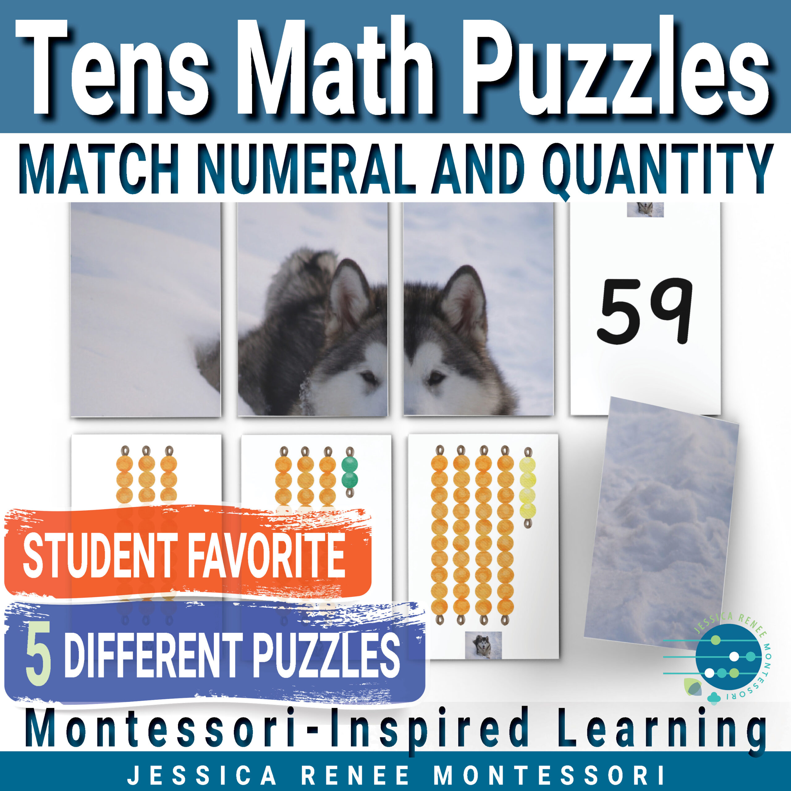 Montessori Math Puzzles for Practicing Numbers in the Tens