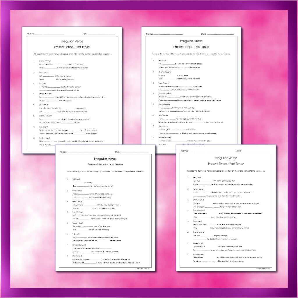 Verbs and Verb Tenses - Grade 3 BUNDLE - 17 worksheets - Great Practice ...