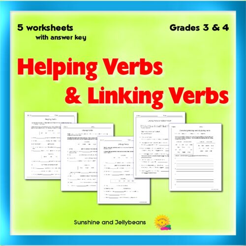 Verbs BUNDLE - Grade 3-4 - Action Verbs - Helping and Linking Verbs - 8 ...