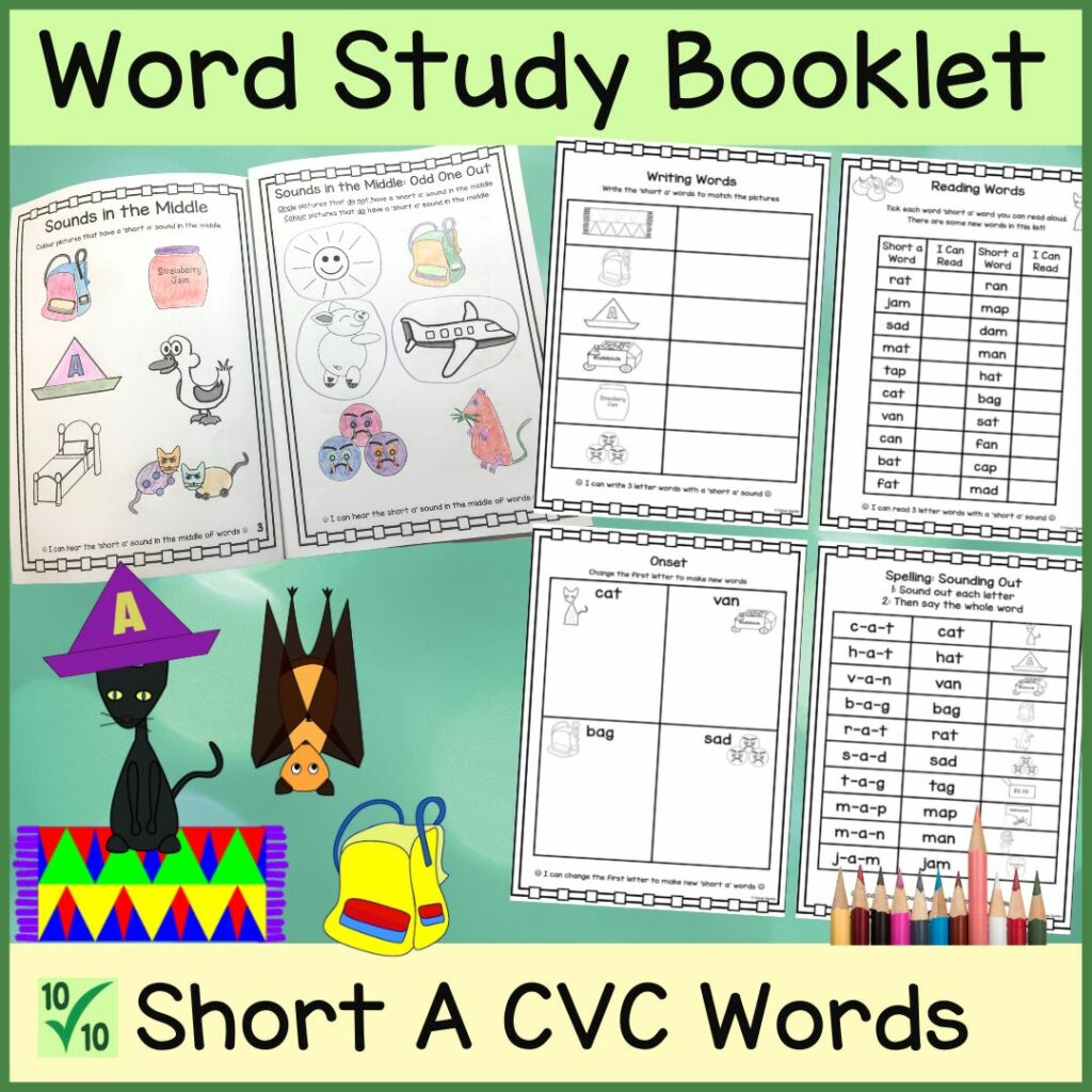 Learn to Spell Short A CVC Words Fun Phonics Activity Booklet for Juniors Made By Teachers