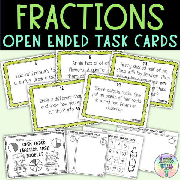 Fractions Task Cards and Workbook - Open Ended Math Questions - Made By ...