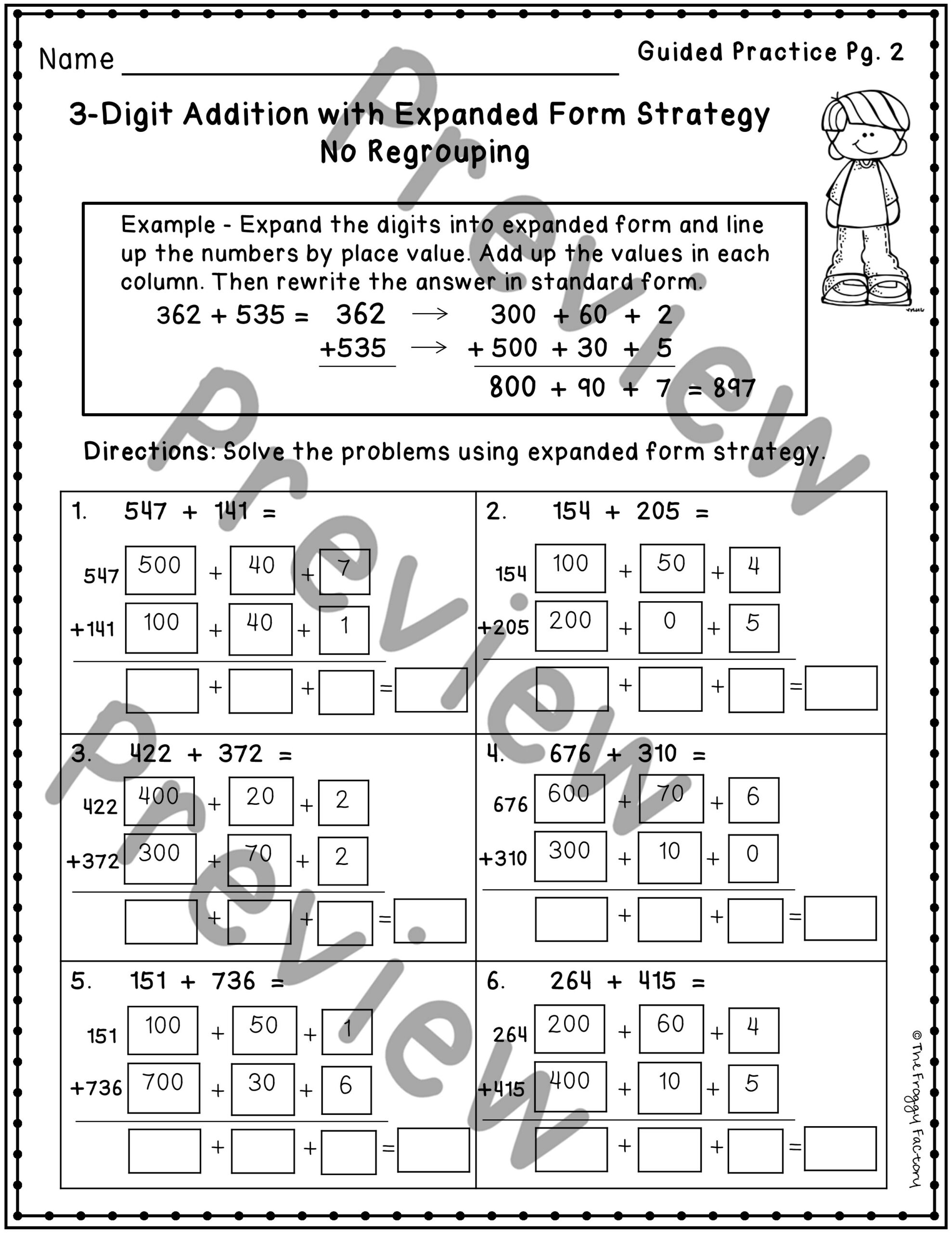 3 Digit Addition Expanded Form Addition Strategies Worksheets - Made By ...