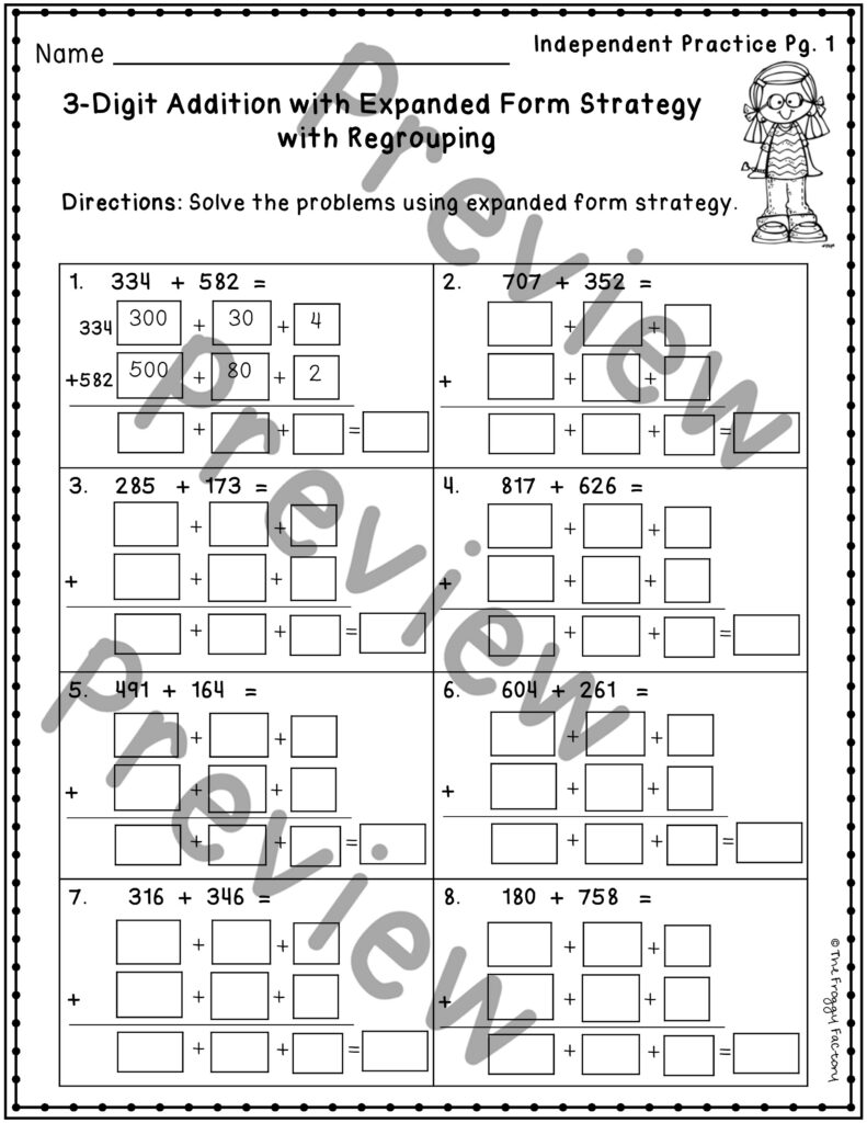 3 Digit Addition Expanded Form Addition Strategies Worksheets | Made By ...