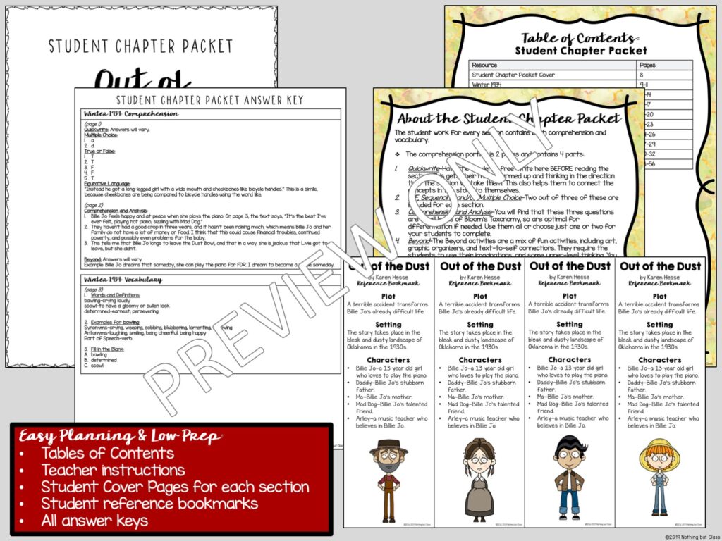 Out of the Dust Novel Study | Comprehension and Vocabulary with ...