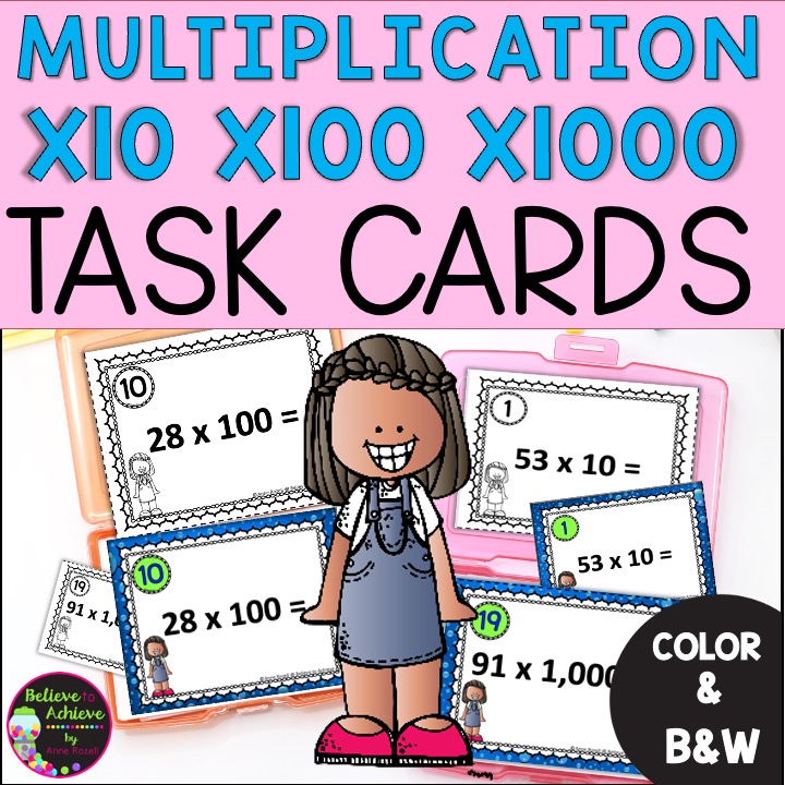 Multiplying by 10, 100, and 1,000 Task Cards Made By Teachers