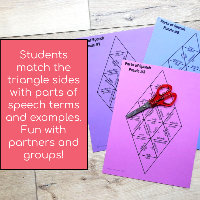 Parts of Speech Tarsia Puzzles Fun grammar review! Made By Teachers