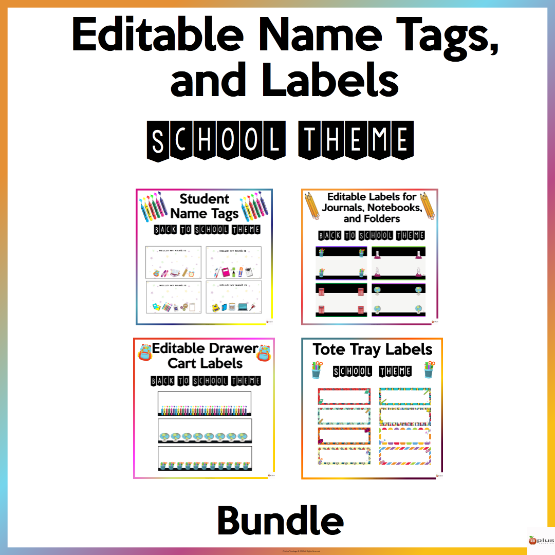 Editable Name Tags and Labels School Theme Bundle Made By Teachers