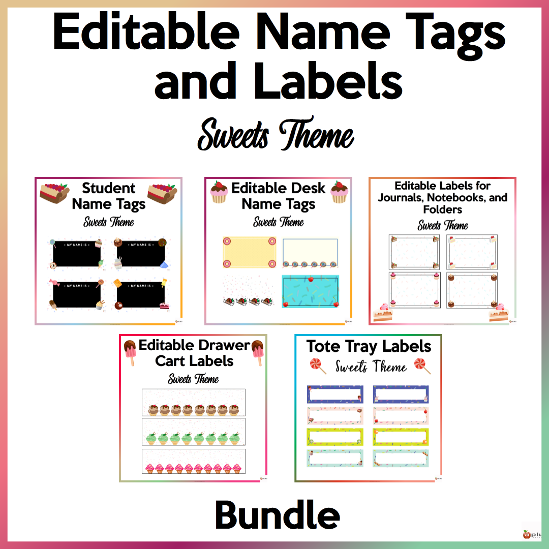 Editable Name Tags and Labels Sweets Theme Bundle Made By Teachers