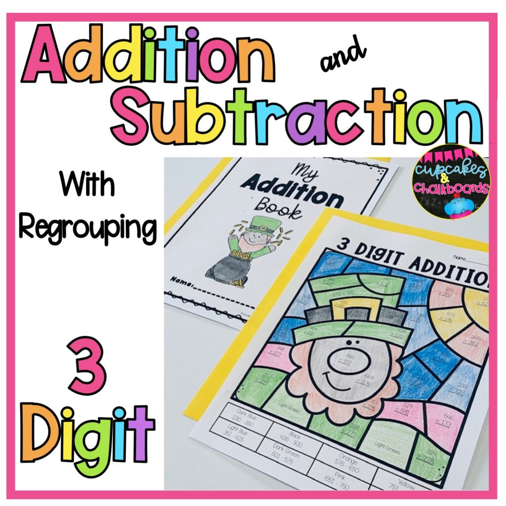 3 Digit Addition and Subtraction Color by Number Spring Coloring Pages