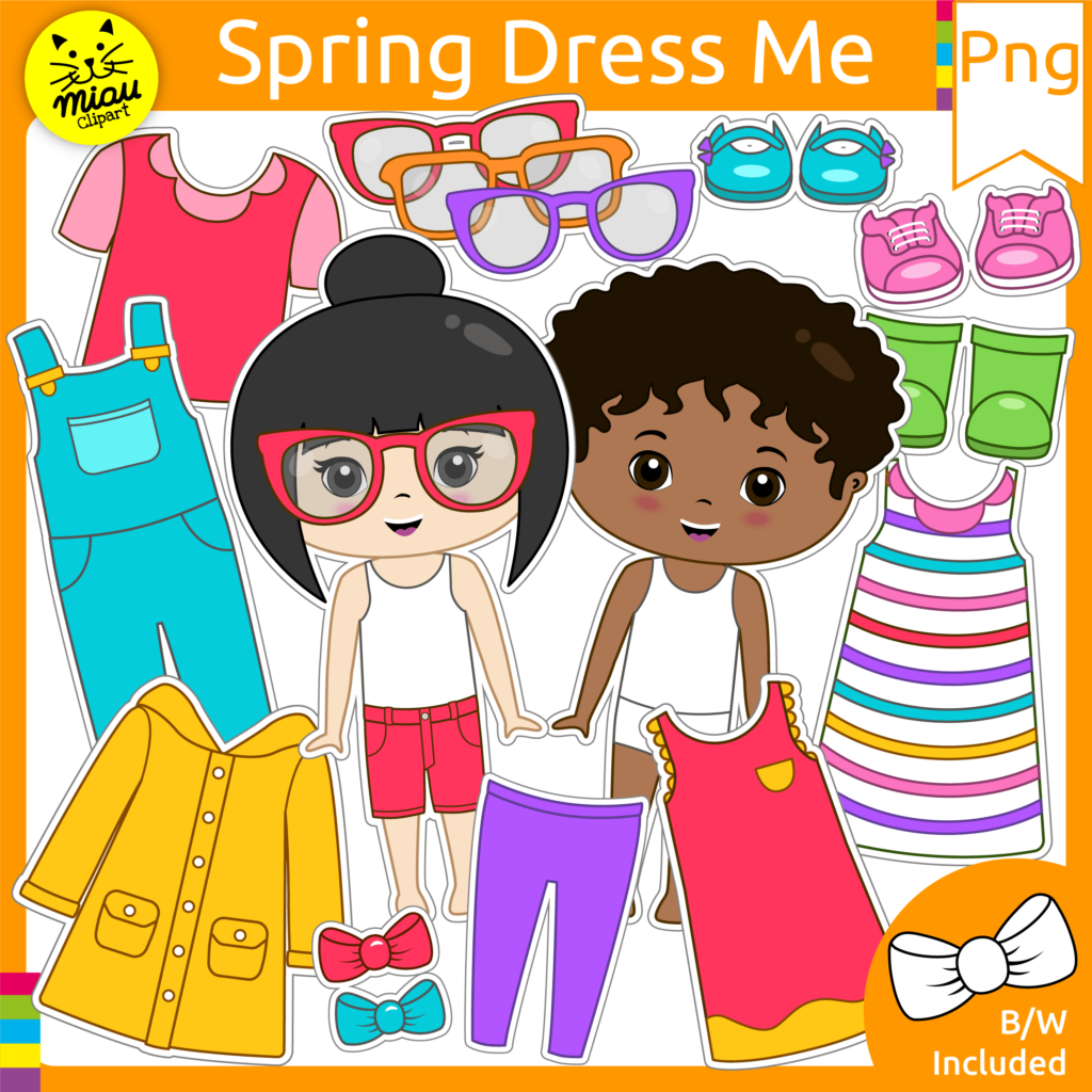 Spring Dress Me Clip Art Dress Up Paper Dolls Made By Teachers