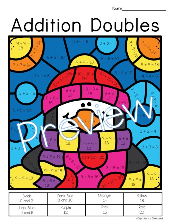 Doubles Color By Number Math Coloring Pages Made By Teachers