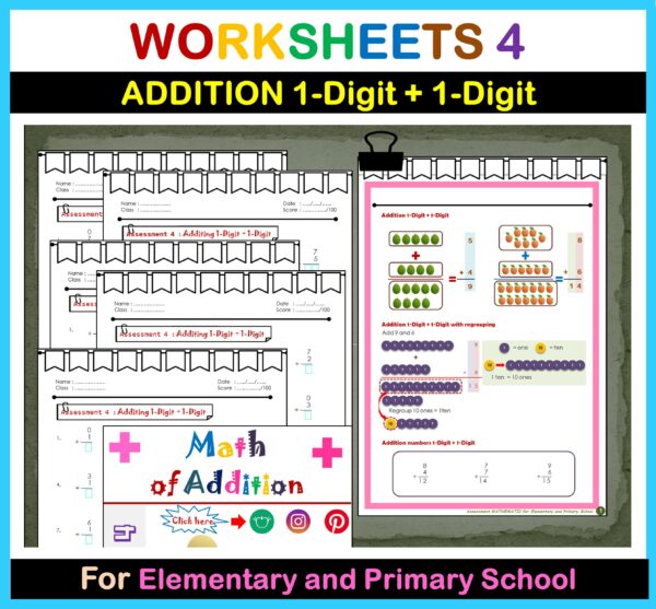 Math Addition Part 1 to 4 BUNDLES – Math Addition Worksheets – Addition ...