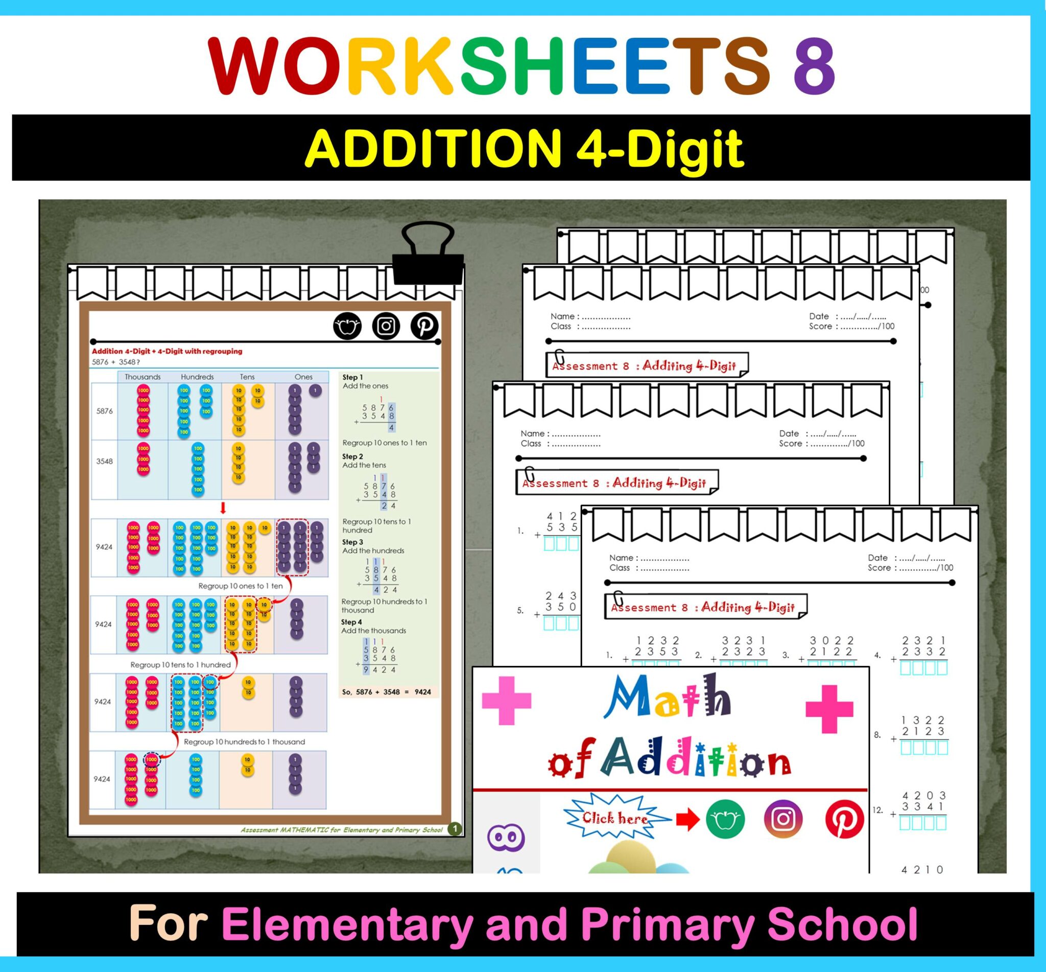 Math Multiplication Part 1 to 8 BUNDLES – Multiplication Worksheets ...