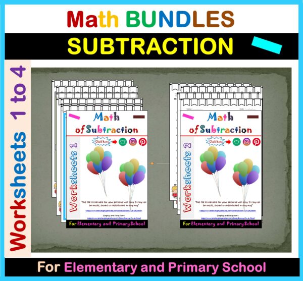 Math Subtraction Part 1 to 4 BUNDLES – Math Subtraction Worksheets ...