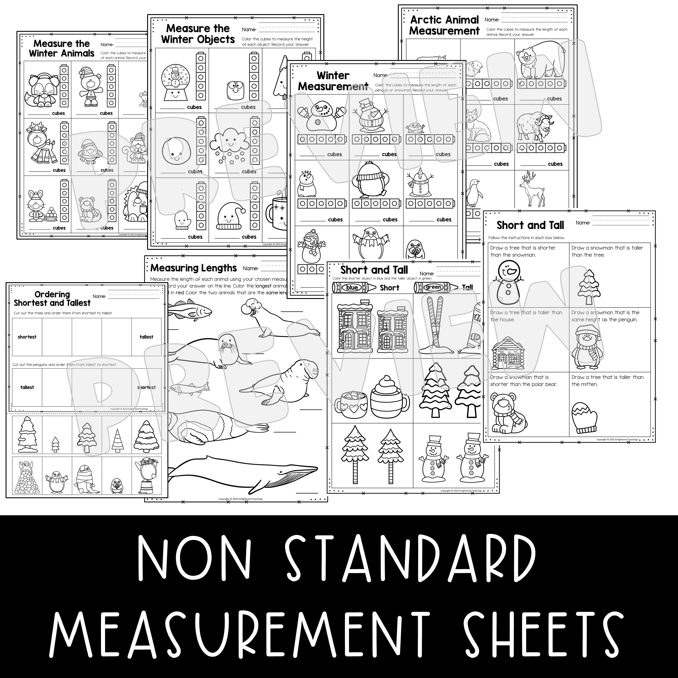 Winter Measurement Worksheets Non Standard Measurement Worksheets