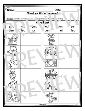 CVC Short e Words Phonics Worksheets - Made By Teachers